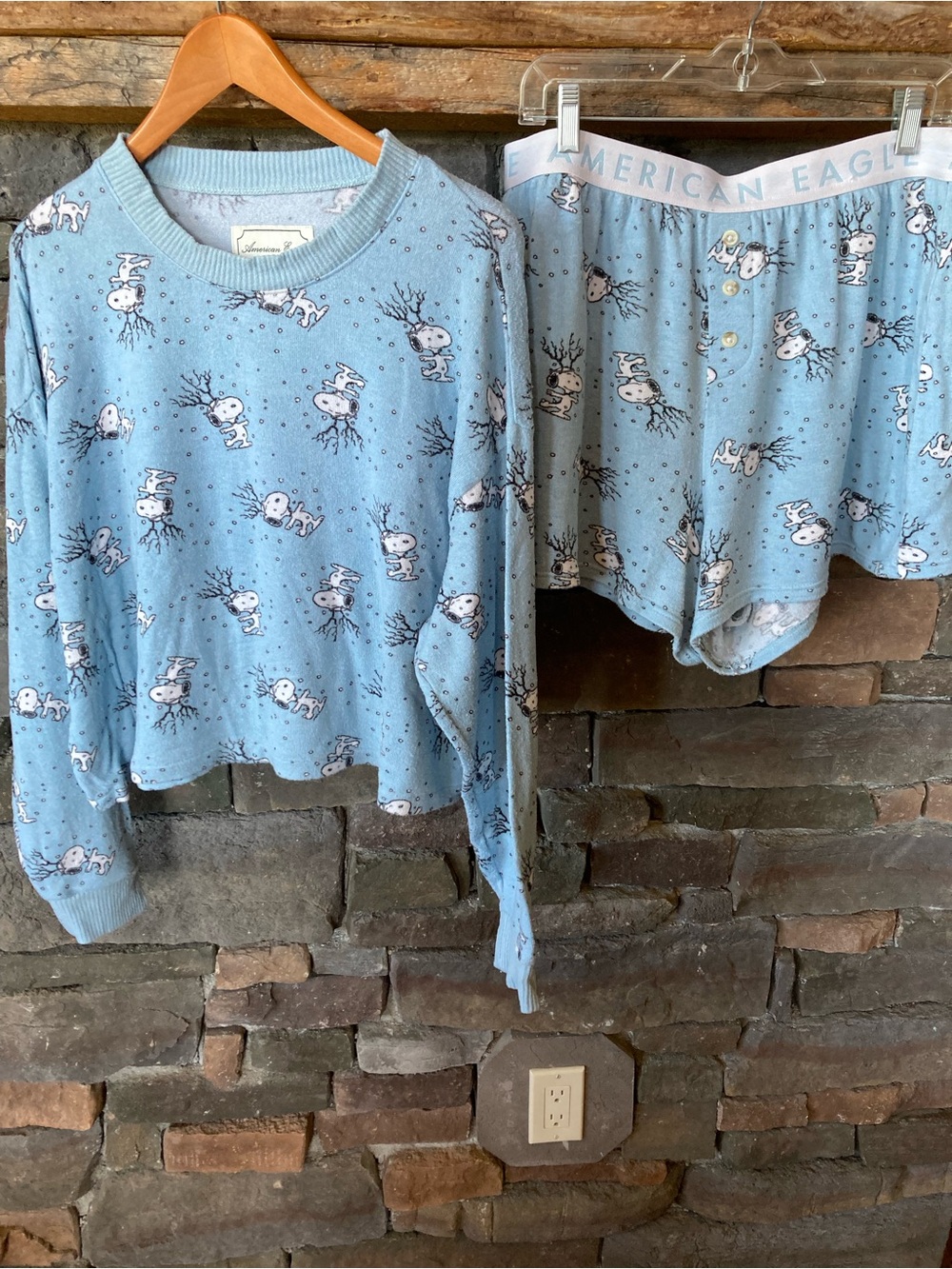 American Eagle Snoopy Pajama Lounge Shorts Set Size L